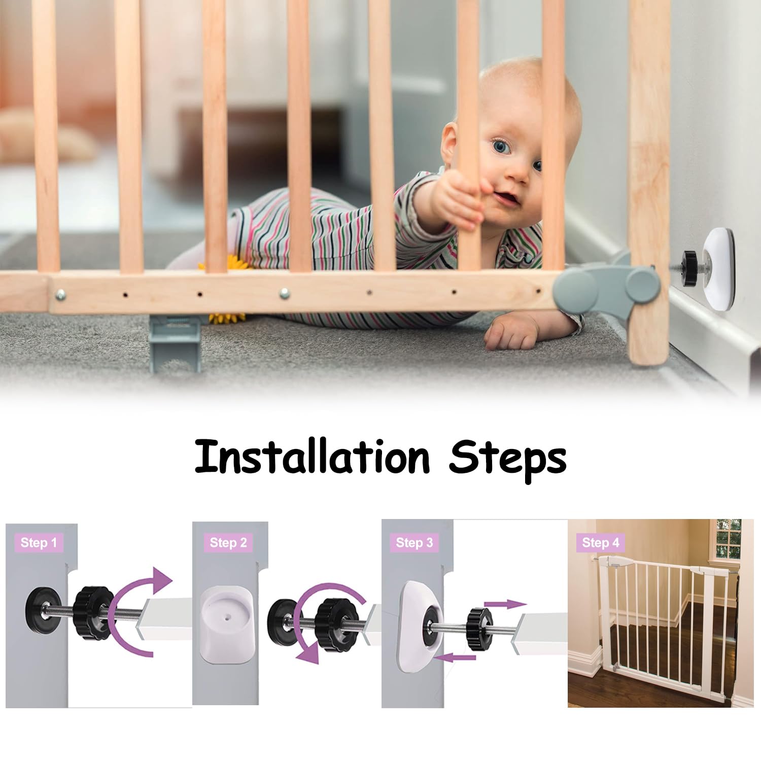 Protections Murales Pour Barrière Bébé - Lot De 4 - Anti-dérapant, Sécurité Enfants/animaux