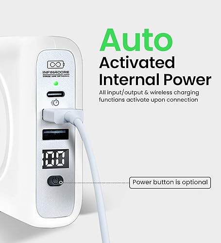 Miniatura 8 de InfinaCore P3 Pandora - Banco de energía portátil para iPhone y Android, cargador inalámbrico 3 en 1 FastCharge, cargador para cable USB C y cables