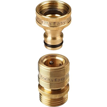 GORILLA EASY CONNECT Garden Hose Quick Connect Fittings. ¾ Inch GHT Solid Brass. (1)