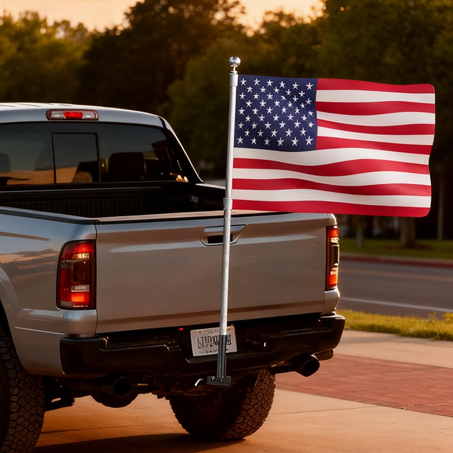 RV Flag Pole Mount Holder Stainless Steel RV Frame Hitch Bumper 3 in 1 Flagpole Holder Universally for 2" Receiver on RV SUV Pickup Truck Camper Trailer