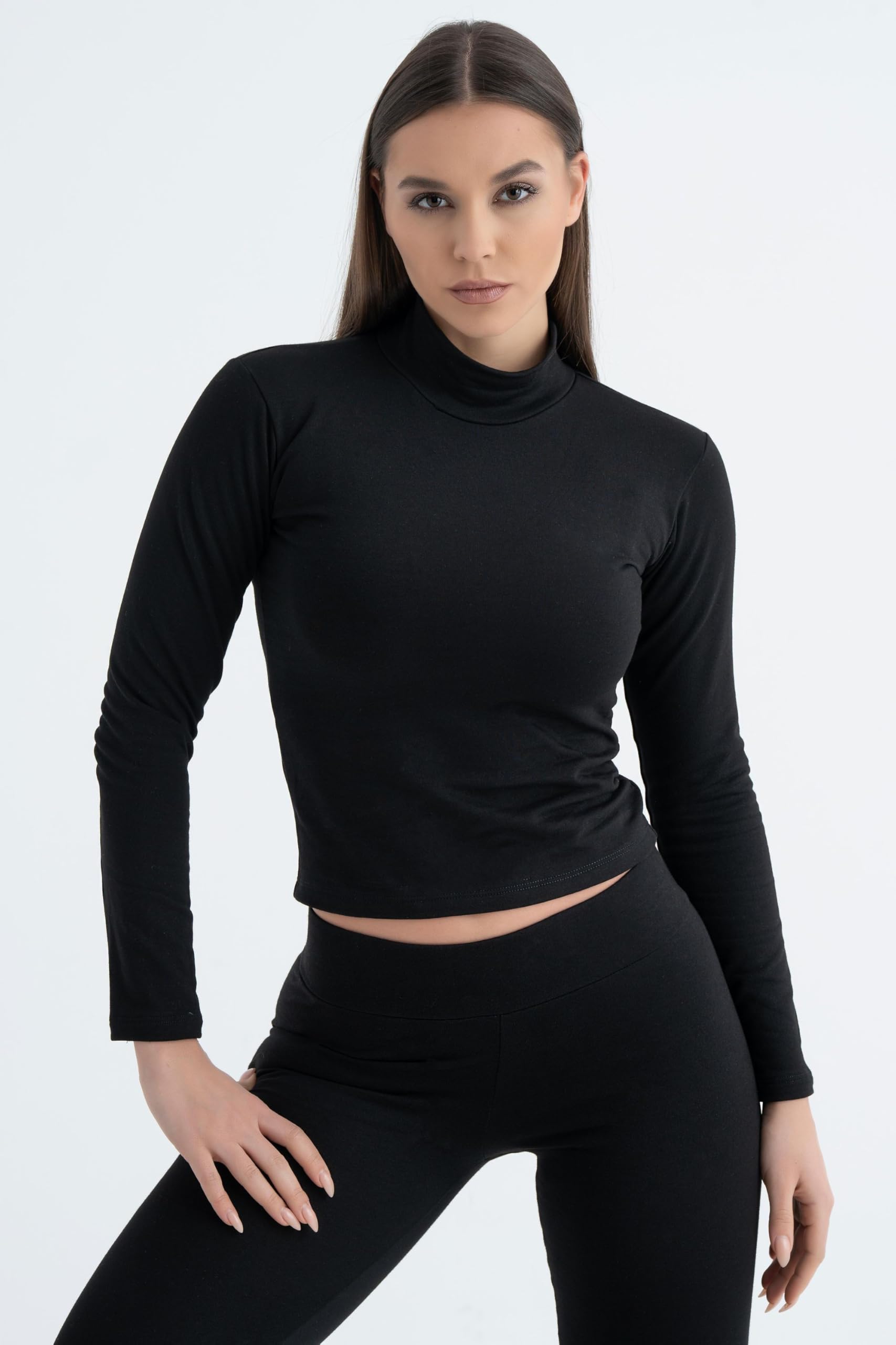 Evoni Camiseta térmica de manga larga corta para mujer – Camiseta funcional cálida de cintura larga – Transpirable, elástica y regulador de la humedad – Ideal como capa base para invierno y exterior