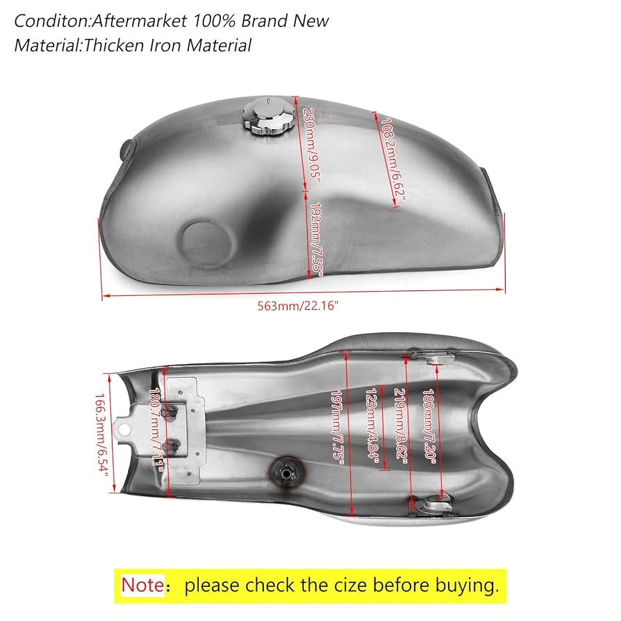カフェレーサータンク Amazon | one+lifestyle バイク用 燃料タンク 9L 2.4ガロン 未