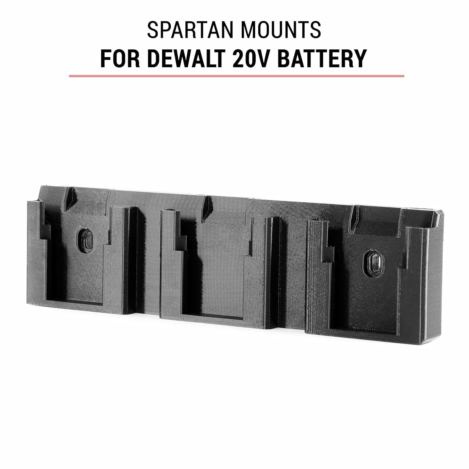 Spartan Mount for DeWalt 20V Battery - 1 Mount, 3 Battery Slots, Wall Mount Storage Rack for Batteries, Cordless Drill and Power Tool Organizer, Garage Organization