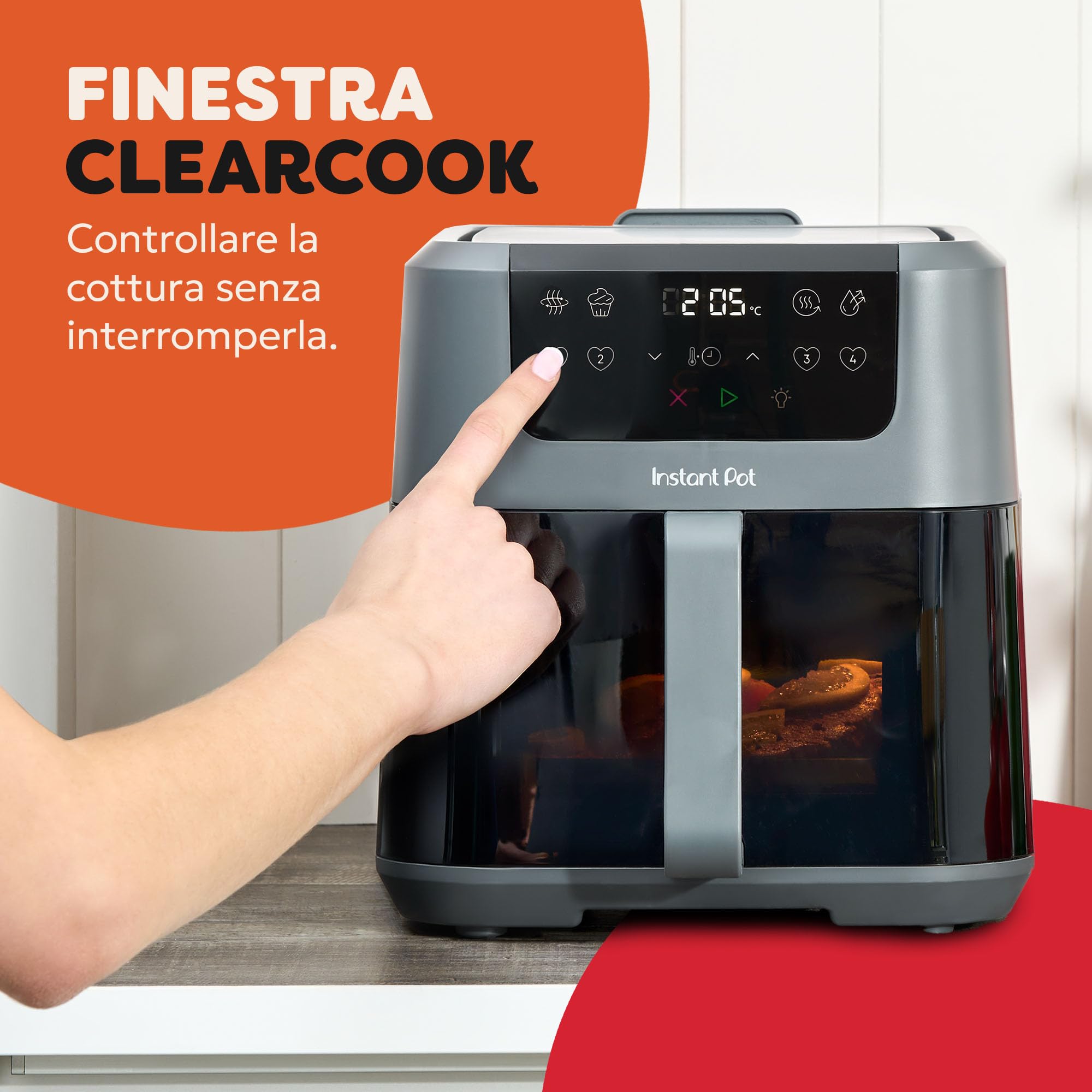 Instant Pot - Friggitrice ad aria calda Vortex Compact Truffle-Cestello da 5 l, formato famiglia, 4 in 1-Frigge ad aria calda,essicca,cuoce al forno,riscalda,rivestimento antiaderente,facile da pulire