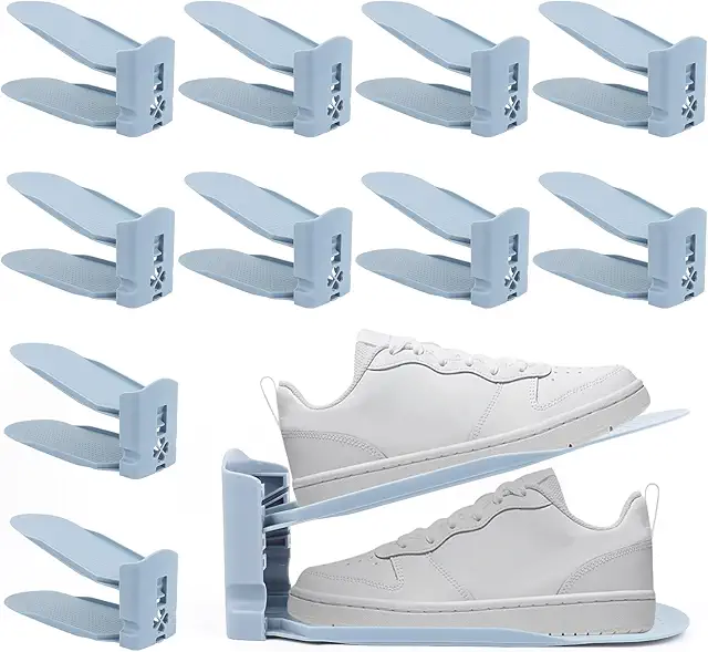 Imagen relacionada con MXTIMWAN 10 Piezas Organizadores Ajustables de Zapatos, Soporte de Calzado de Altura Ajustable, Material PP, Zapatero Simple para Apilar los Zapatos, Ahorra Espacio