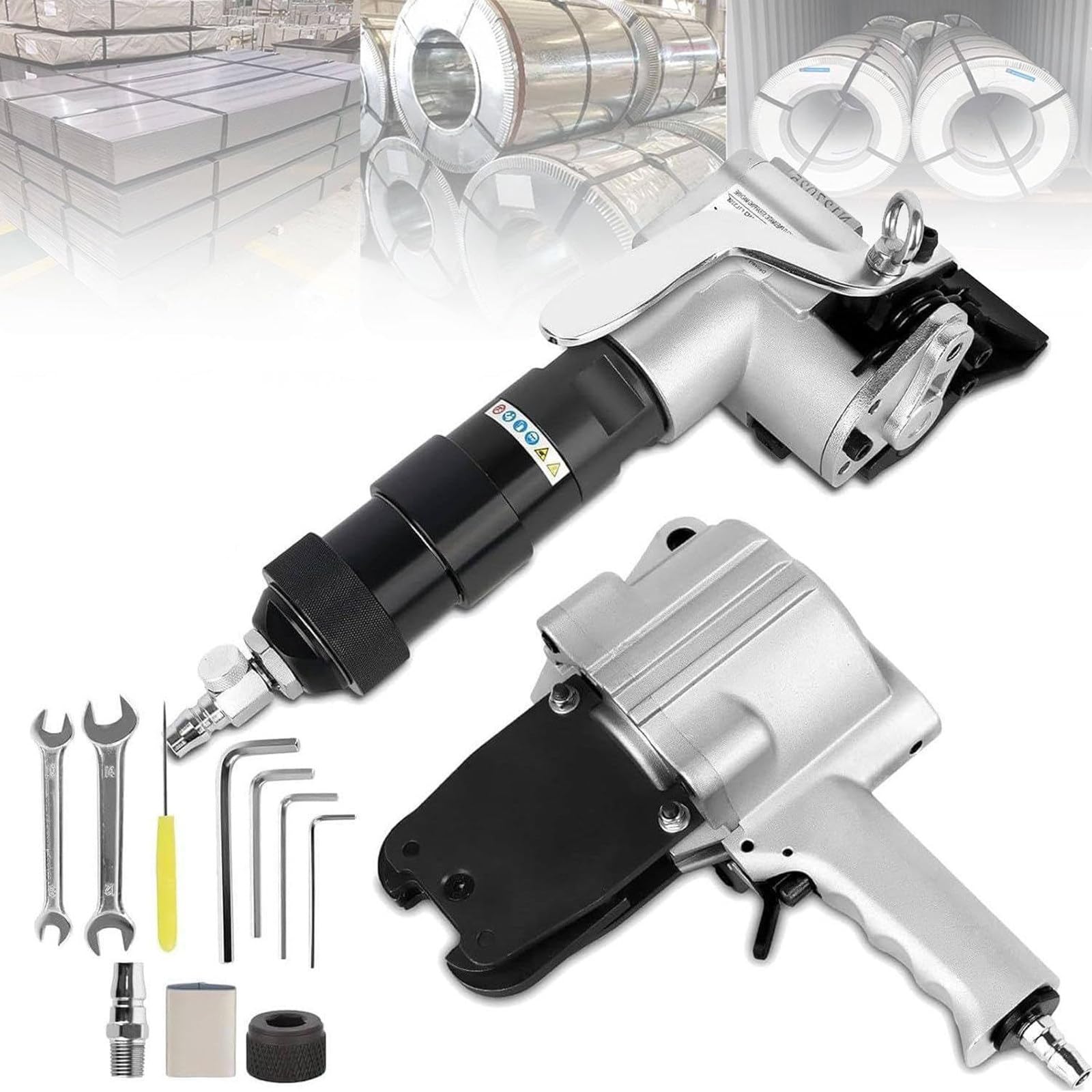SENJINGHUA Pneumatic Steel Strapping Machine, Metal Banding Machine Heavy Duty Air Combined Split Banding Tool, Tensioner and Cutter Sealer for High Tensile Packaging 19mm