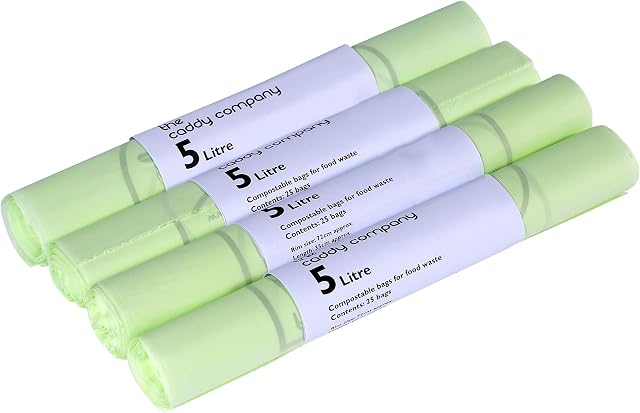 The Caddy Company 5 Litre (5L) Compostable Caddy Bin Liners, 100 Bags