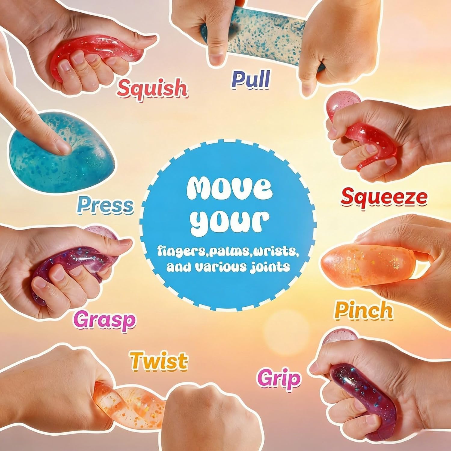 Dream Drop Squishy Stress Ball Water Drop Fidget, Squishy Stress Cube-Drop Malt Sugar Balls, Stuffers Party Favors for Anxiety Relief Everyone (D)