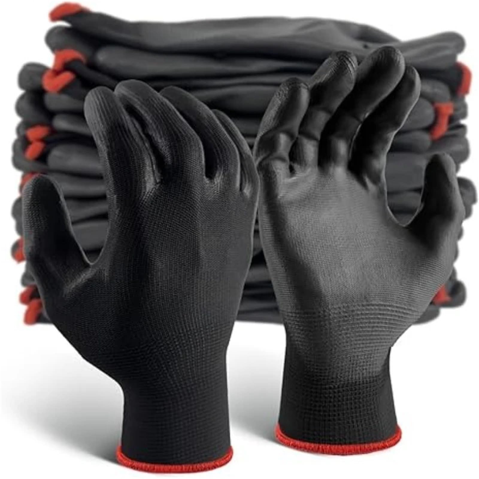 Guanti Da Lavoro Antiscivolo 6/12/18PCS Guanti con rivestimento in PU antiscivolo Multi-scenario in nylon da lavoro Macchine giardinaggio Riparazione automobilistica(18PCS,XL)
