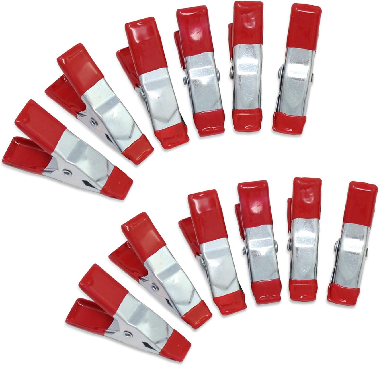 ESUMIC® 12 x 2 inch A Metal Spring Clamps, Heavy Duty Spring Metal Spring Clamps, Rubber Coated Tipped Grip Holder For Camping Tarpaulin (Red) (12-Piece)