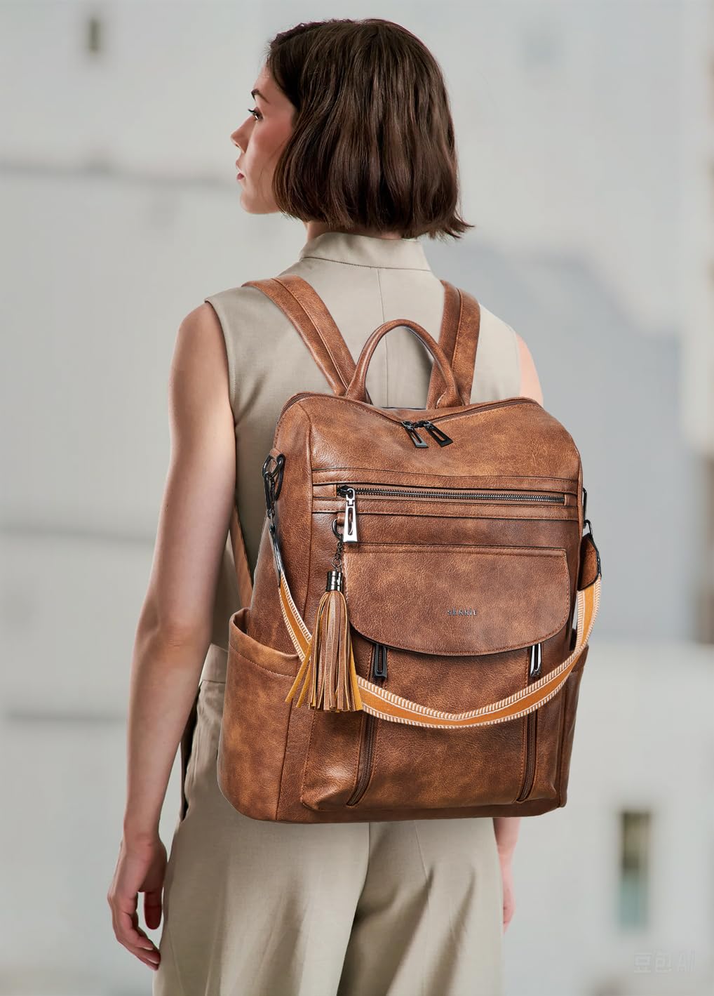 Shrrie Mochila para portátil mujer de 15,6 pulgadas, mochila de viaje de cuero, bolso de enfermera, mochila profesional resistente al agua para la universidad, negocios, trabajo, informal