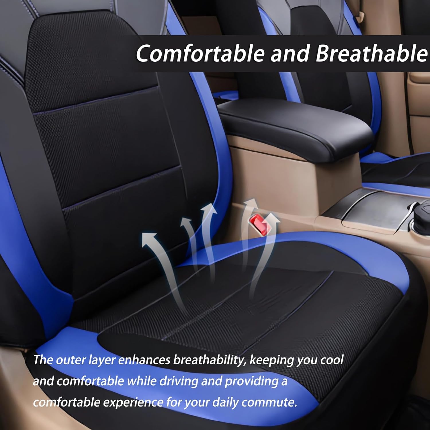 Fundas Asientos Coche Cuero para Citroen C3 c3 Aircross SUV Live/Feel/Feel Pack/C-Series/Shine, All Weather Front Rear Cushion Cover Automotive Protectors Juegos Cubreasientos,Blue