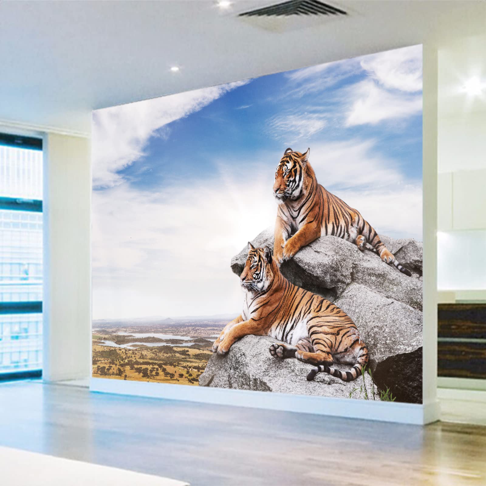 3D Fototapete Tiger Gesicht Gelb - Vliestapete 300x210 Cm Für Wohnzimmer, Schlafzimmer, Kinderzimmer