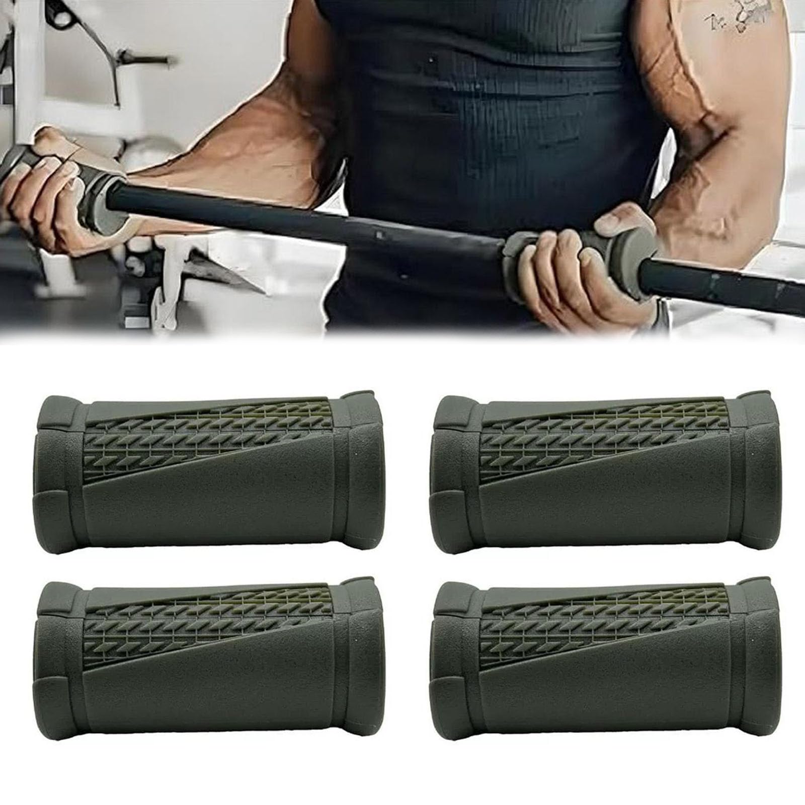 Angled Barbell Grips -Ergonomic Rotating Handles for Weightlifting,Anti-Slip Ergonomic Grips to Reduce Joint Pressure, Enhance Arm Strength,Compatible with Dumbbells, Barbells (2 Pairs)