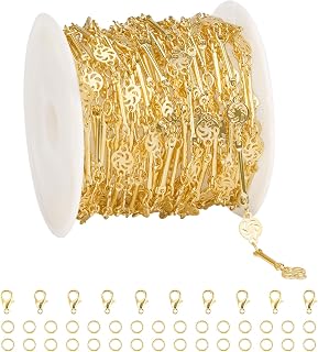 YOUBEIYEE 16.4 Feet Light Gold Chain for Jewelry Making 18K Gold Plated Brass Chains Bulk Decorative Craft Chain Roll