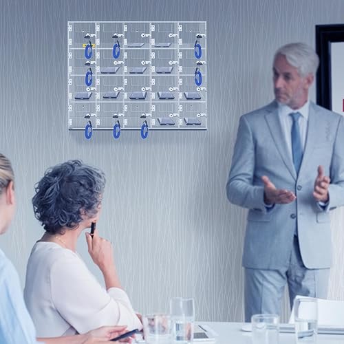 Miniatura 2 de VEVOR Armario de almacenamiento para teléfono celular, 20 ranuras, material acrílico con cerraduras y llaves, armario montado en la pared, oficina,