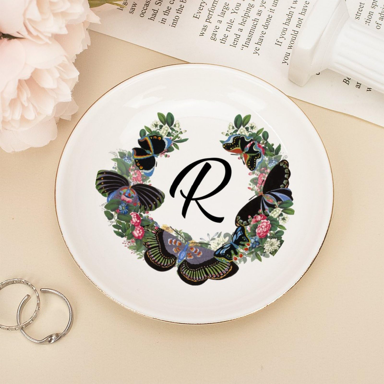 Collier avec initiales R personnalisé, idée de cadeau de retraite pour sœur