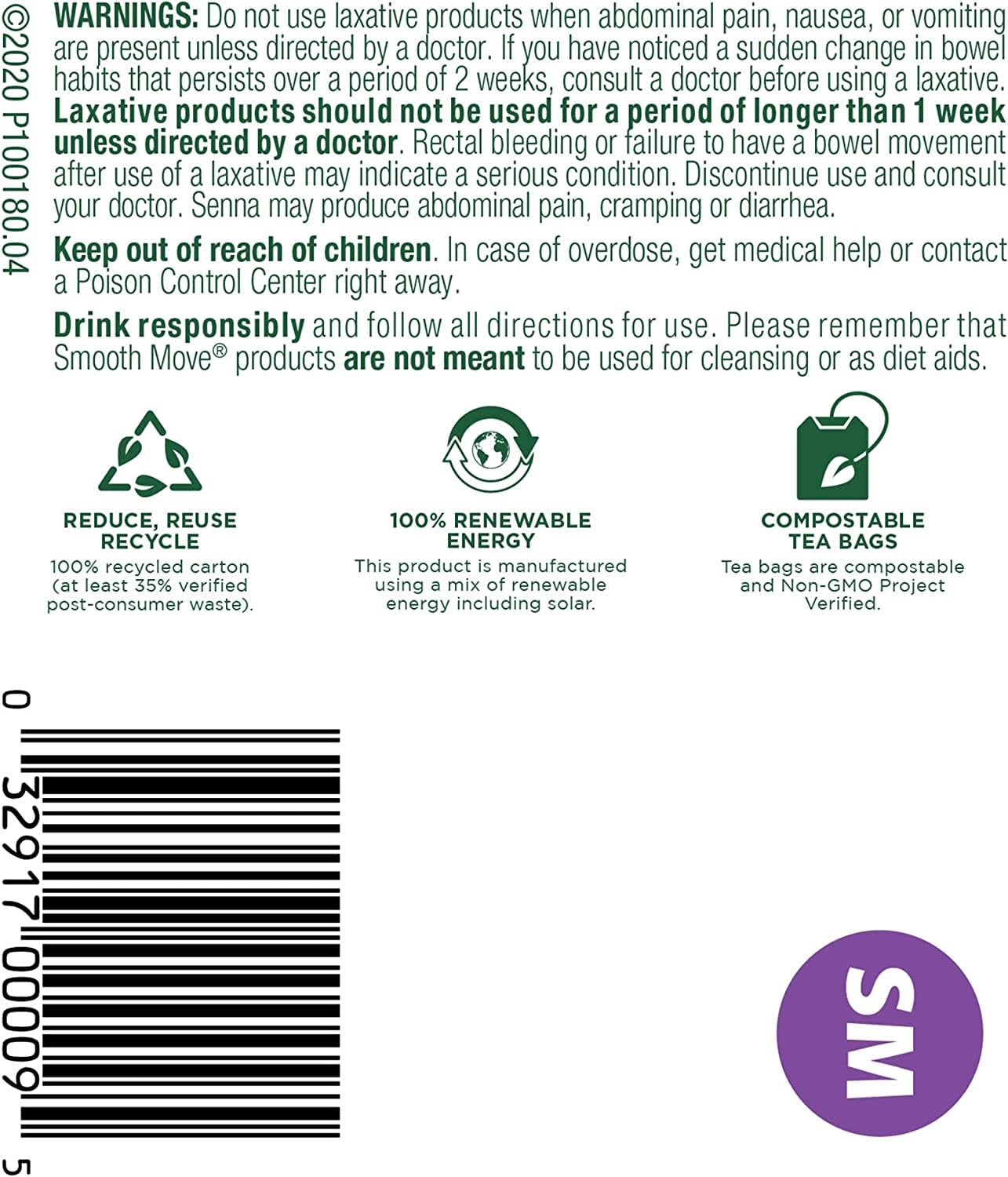 Traditional Medicinals Smooth Move Lot de 16 sachets de thé laxatif bio