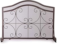 Vista 1 de Protector de chimenea con diseño de espirales, de hierro forjado con malla metálica