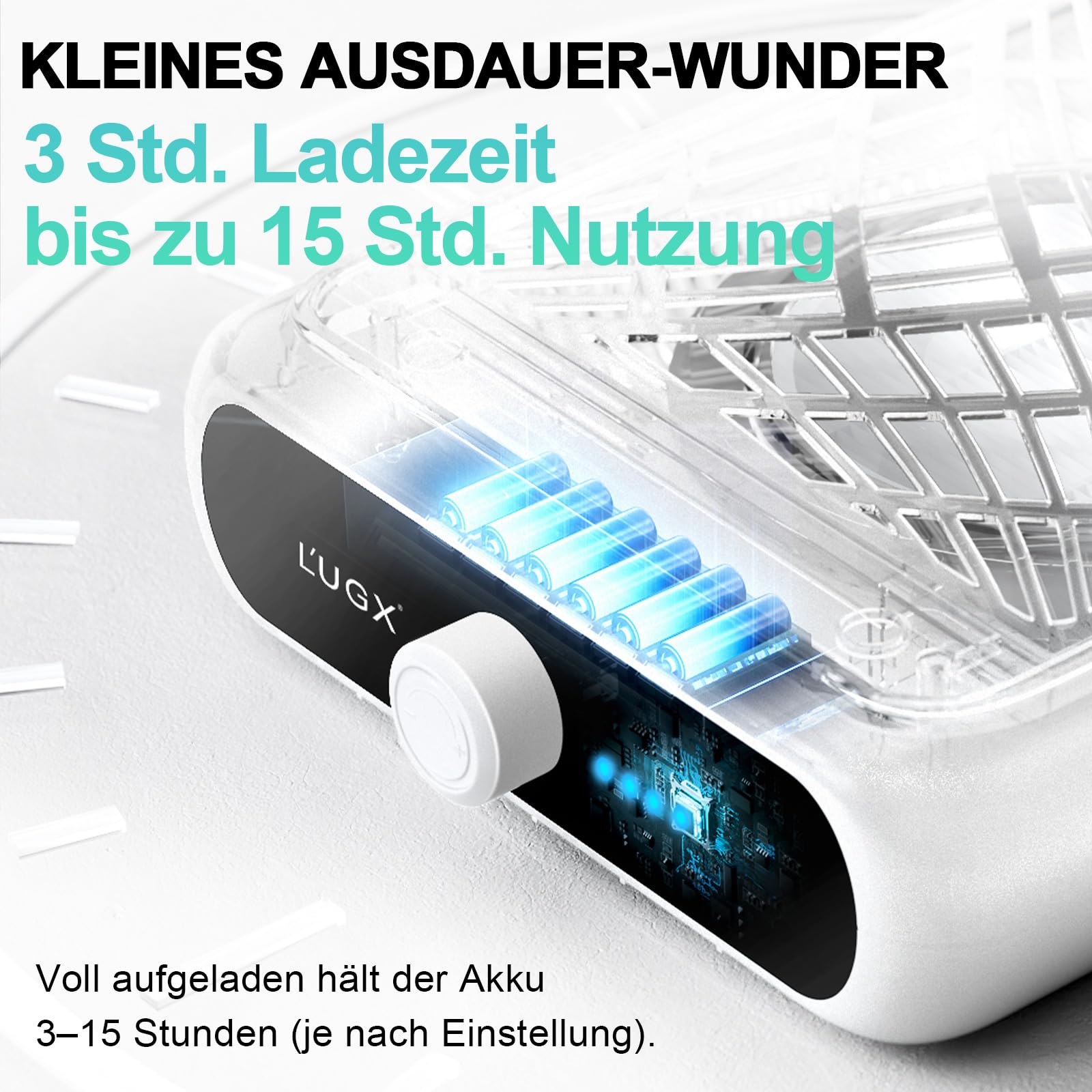 L'UGX Nagelstaubsauger mit 2 Filter-Wiederaufladbarer Professionelle Staubabsaugung für Nägel Starke Saugkraft, Staubsauger für Gelnägel, Nail Dust Collector Maniküre Set Studio & Zuhause-Weiß