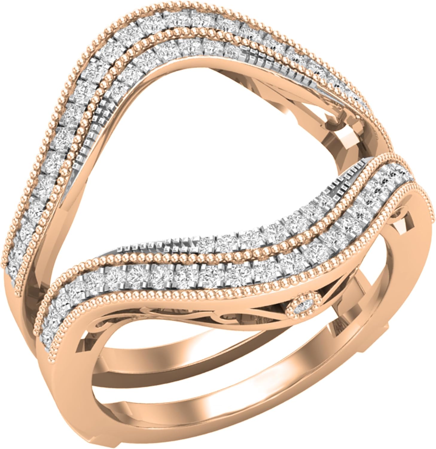 Dazzlingrock Collection Round White Natural Diamond Enhancer Contour Guard Ring for Women (0.43 Ctw) in 14K Real Solid Gold