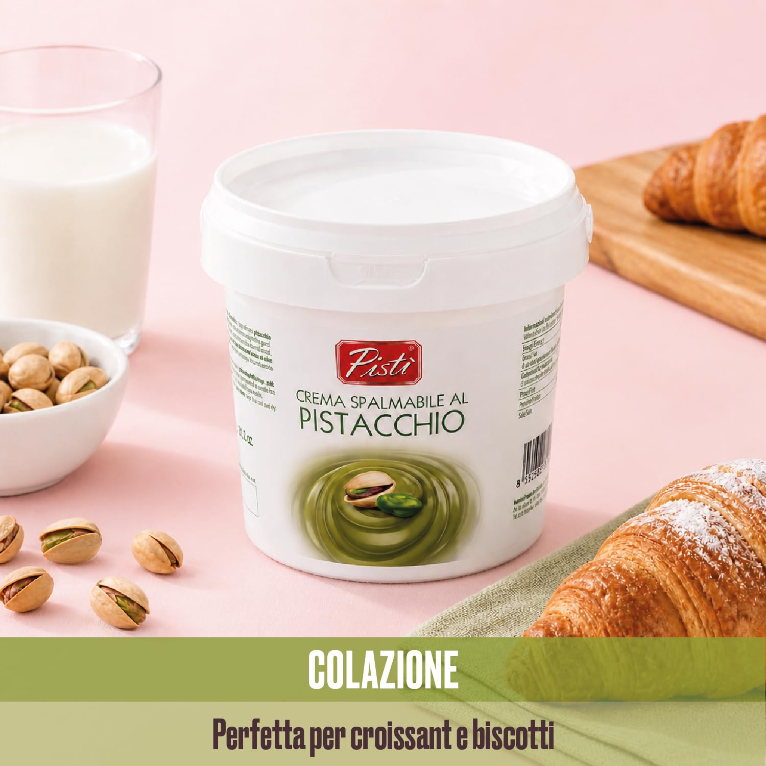Pistì - Crema Spalmabile al Pistacchio - Con Pistacchi Verdi Selezionati, Lavorazione Artigianale, 100% Naturale - 3 Vasetti da 1 kg