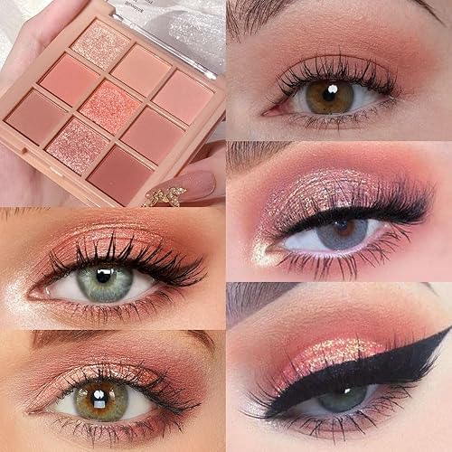 Miniatura 2 de AMY'S DIARY Paleta de sombra de ojos mate brillante, sombra de ojos de larga duración, impermeable, libre de crueldad, 9 tonos mezclables en