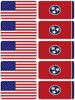 (x10) 3M Reflective Tennessee and US Flag Stickers | Versatile Safety Decals | Hard hats, laptops, bikes, toolboxes