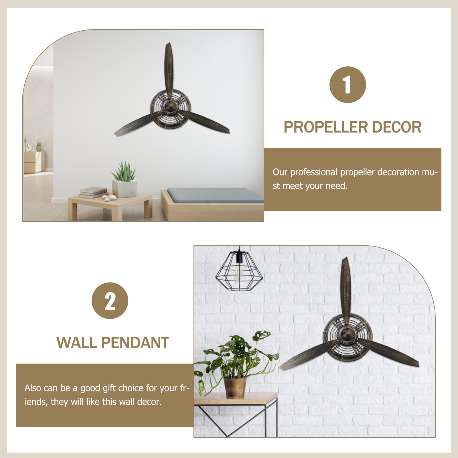 VINTORKY Retro Wanddeko aus Eisen im Vintage Stil mit Einzigartigem Propellerdekor Kreativer Wandbehang als Wandschmuck für Büro und Fotografie Requisite