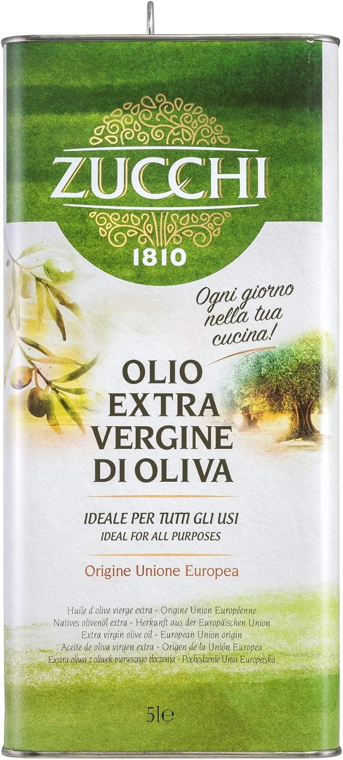 Zucchi 1810 - Olio Extravergine di Oliva - Confezione In Latta da 5 Litri – Olio Estratto A Freddo – Olio Extra Vergine di Oliva Ideale per la Cucina di Tutti I Giorni