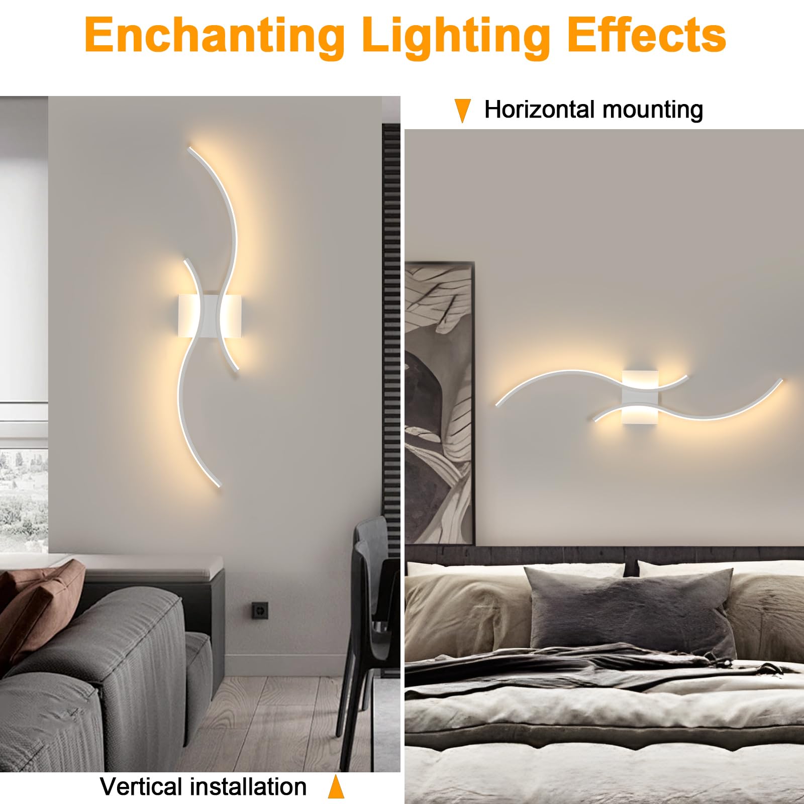 Comely LED Wandleuchte Innen, 27W Lange Wandlampe Weiß 80CM, 3000K | Moderne Innenwandleuchte aus Aluminium für Wohnzimmer Schlafzimmer Flur Treppen