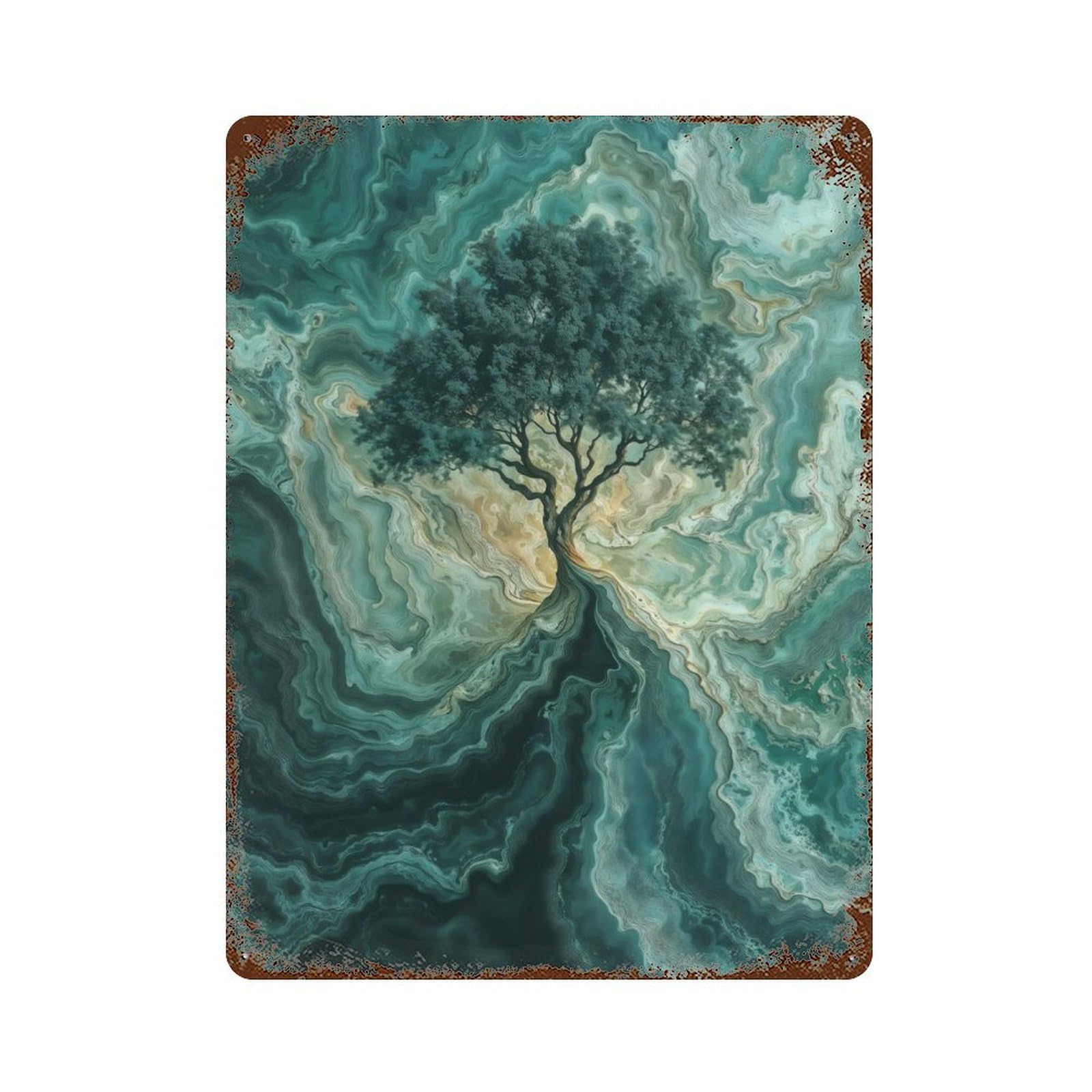 Emerald Tree Retro Metal Sign 15.7"x11.8", for Pub, Kitchen And Man Cave Decor, Retro Wall Decor