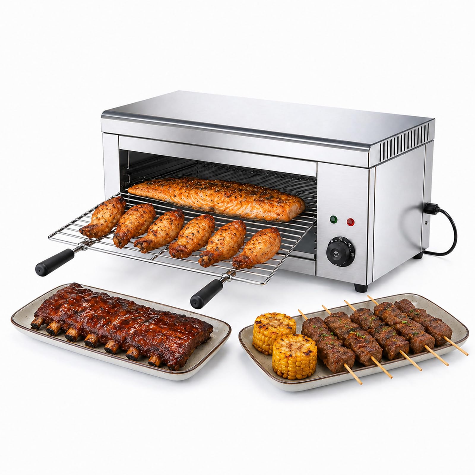 Fácil de Limpiar Salamandra Eléctrica 2000 W, fundidor de Queso Profesional con 4 Niveles, Control termostático y diseño de Pared para Tostadas y Pizza