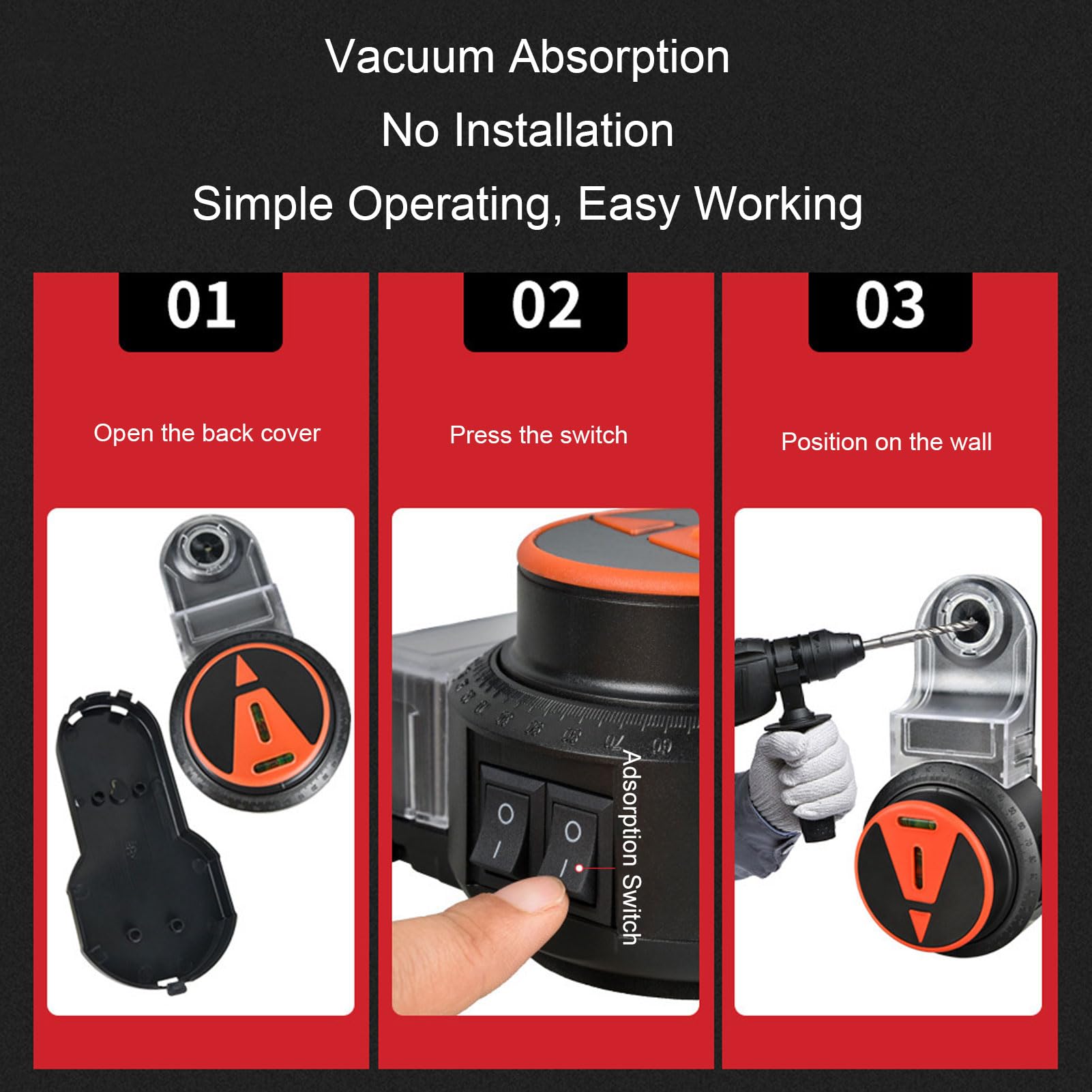 Aspiratore per Trapano, 2 in 1 Accessorio per Raccolta Polvere per Trapano con Livella, Aspiratore per Trapano Elettrico Girevole a 360° per Costruzione, Appendere, Pittura