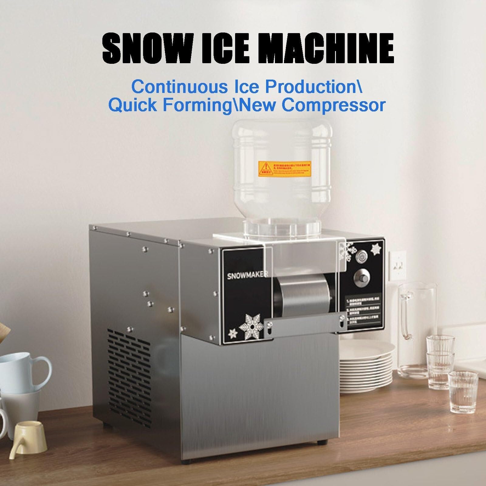 Máquina de Hielo raspado, máquina de Hielo en Copos de Nieve, refrigeración por Aire for Tiendas de postres, Food Trucks, restaurantes, Tiendas de té con Leche, etc.(Smartmodel,60kg)