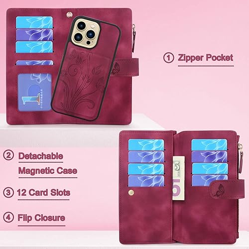Miniatura 3 de Lacass Funda compatible con iPhone 13 Pro de 6.1 pulgadas 2021 ranuras para tarjetas Soporte para dinero en efectivo para tarjetas de