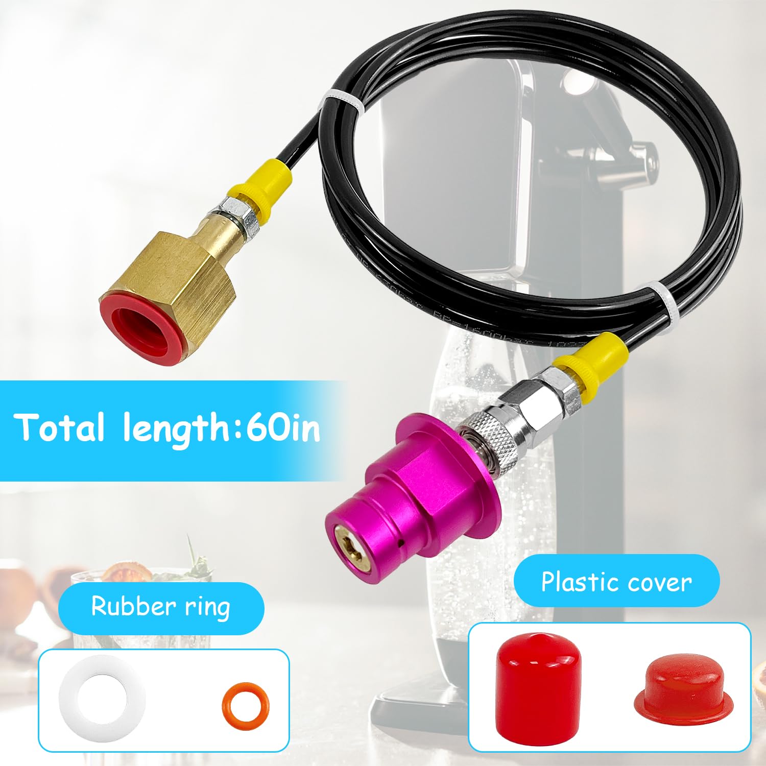 Tubo Adattatore CO2 Per Sodastream Quick Connect - Collegamento A Bottiglia Grande, 1 M - Foto 6