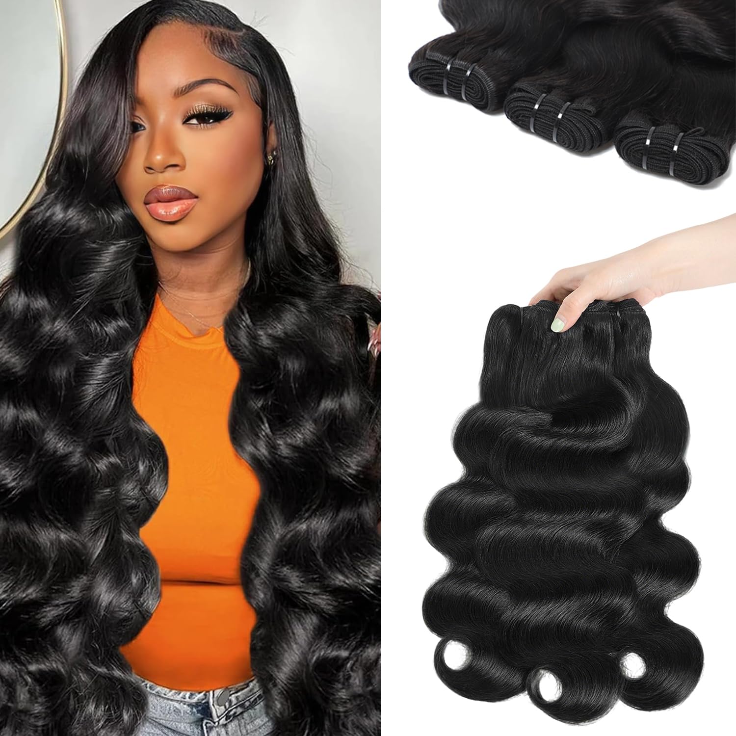 Bodywave Beauty 24-26 inches!! Amazon.com : Beauty Queen Body Wave 4 Bundles Human Hair 24  main image 4