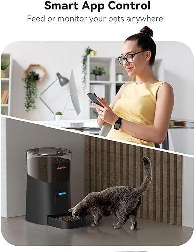 Miniatura 8 de WOPET Alimentador automático para gatos de 6 L alimentador inteligente para mascotas habilitado por Wi-Fi para gatos y perros dispensador automático