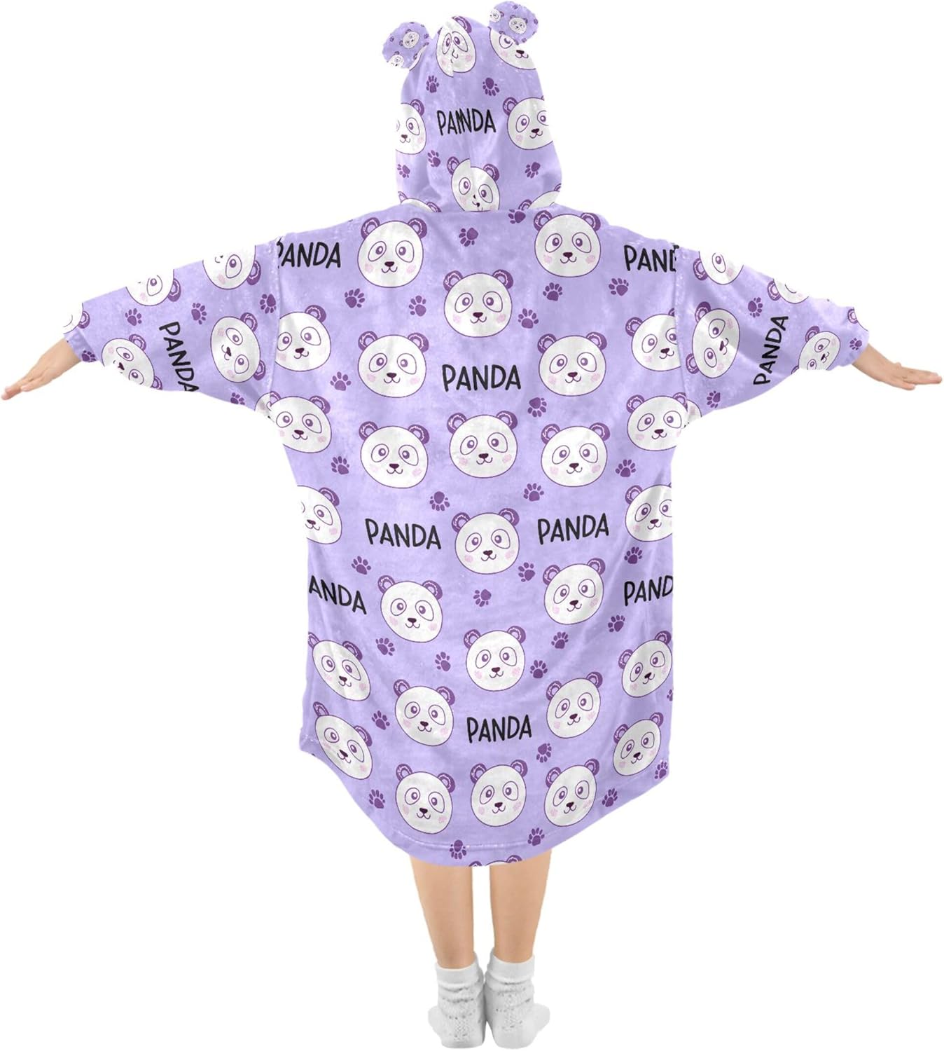 Cute Panda Kids Wearable Blanket Hoodie with Pocket and Sleeves for Toddlers, Cute Hoodies Girls Boys B0404186