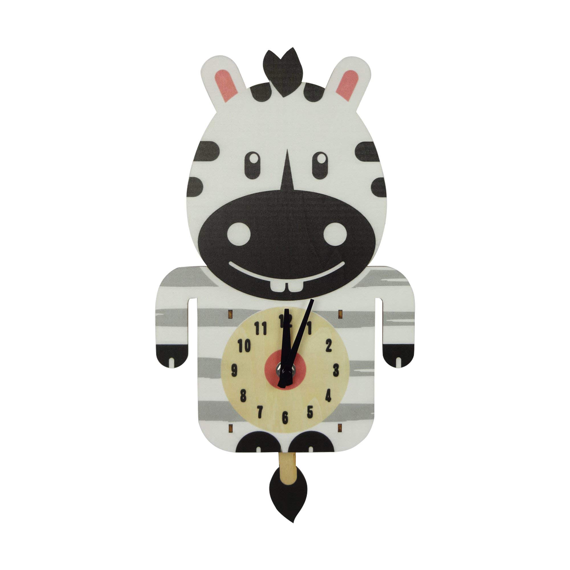 Emartbuy Silent Pendulum Wall Clock for Children Kids Bedroom Living Room Kitchen Wall Decoration - Cow