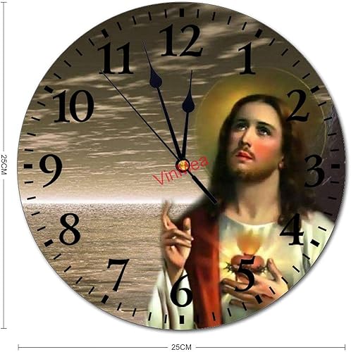 Miniatura 3 de Reloj de pared moderno de PVC, corazón sagrado joven, Jesús Dios, amor, sin tictac, reloj de pared decorativo para el hogar, redondo, 12 pulgadas