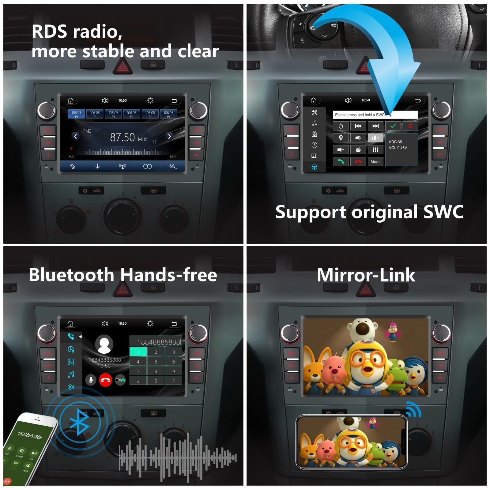 LXKLSZ Autoradio compatibile con Wireless Carplay/Android Auto per OPEL Antara Corsa con touch screen da Bluetooth/Mirror Link/Controllo del volante/Telecamera per retromarcia Colore grigio