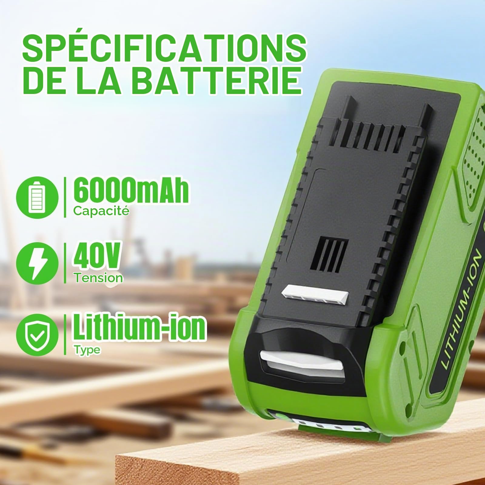 40V 6Ah DREAMDASH Batterie, Remplacement pour Greenworks G40B5 G40B4 G40B2
