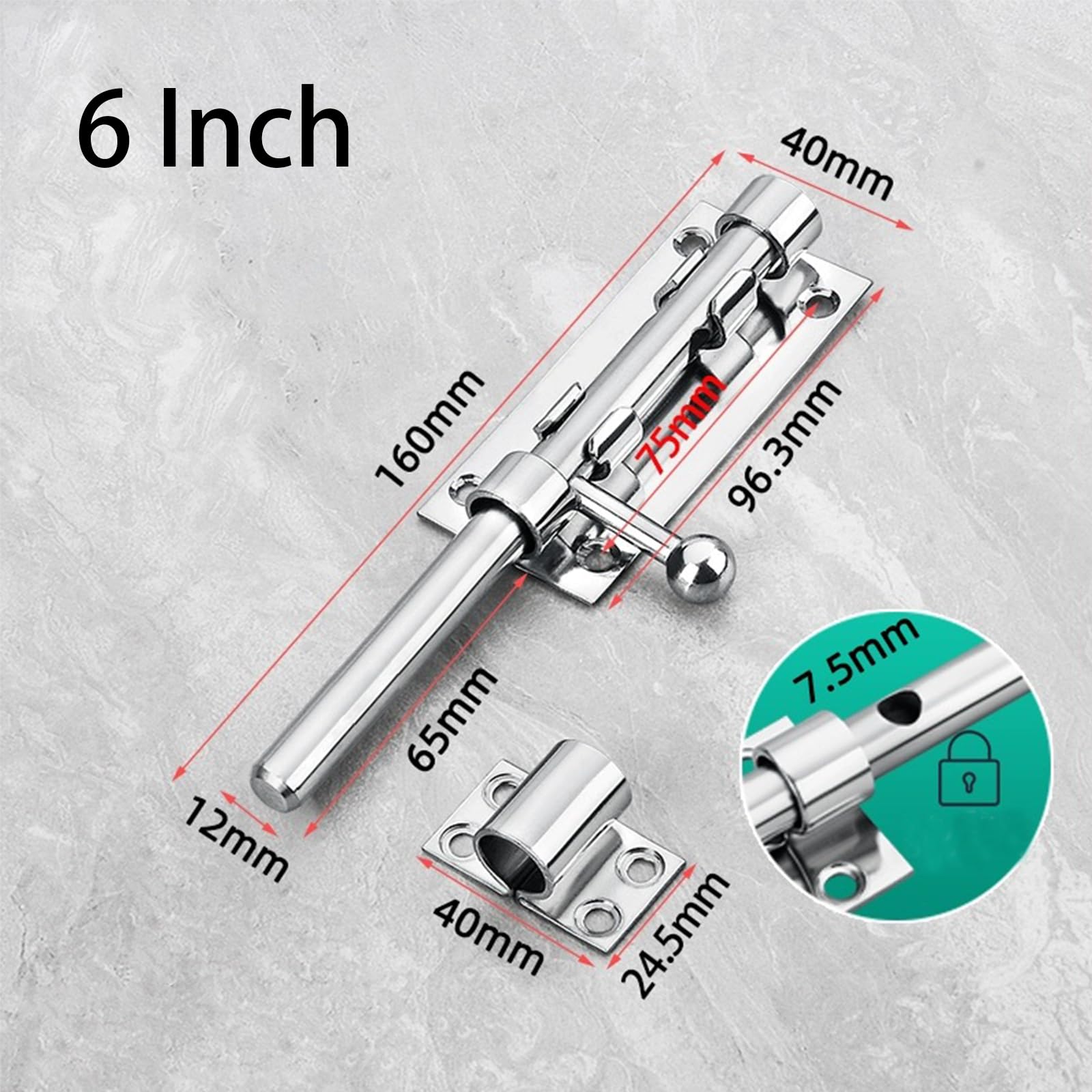 Door Lock Bolt,Stainless Steel Door Latch,5 inch Heavy Duty Door Bolt Latch,Barrel Sliding Lock Security Lock Latch for Bathroom,Bedroom,Garden Doors - Image 2