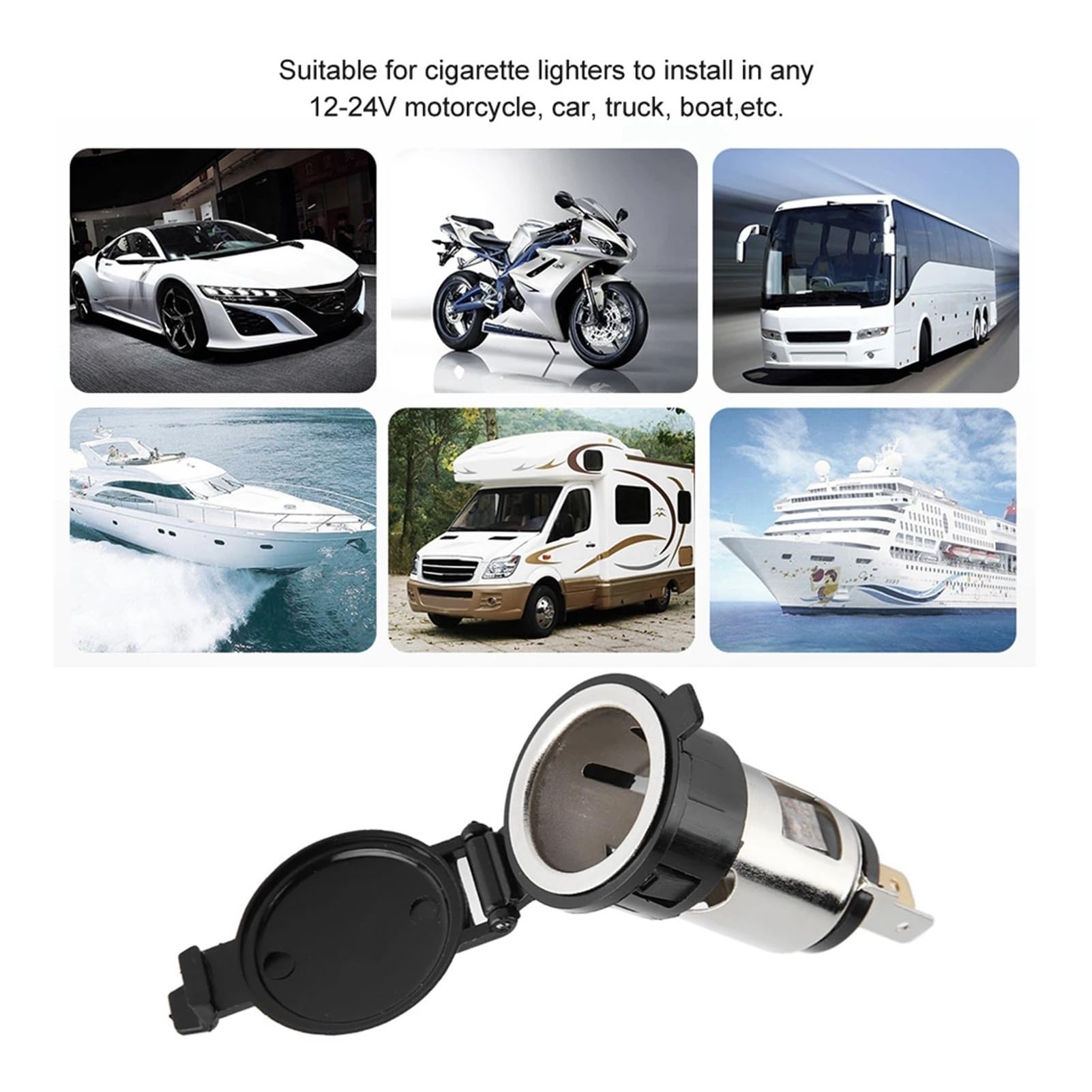 Presa accendisigari universale da 12 V/24 V con protezione da sovraccarico per auto, camion, moto, camper