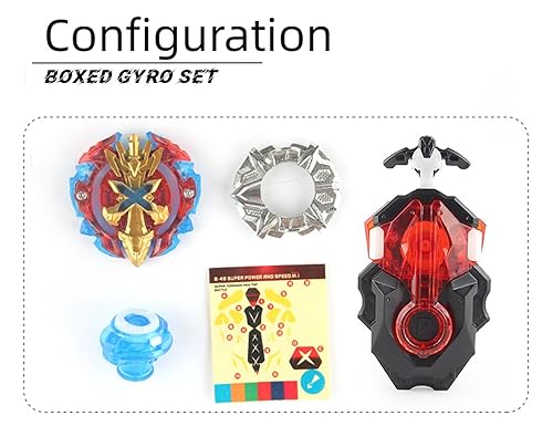 Miniatura 7 de Bey Battling Tops Burst Blade Battle Set, B-184 String Launcher Left Right Spin Gyro B-48 Xeno Xcalibur Magnum Gaming Top Juguetes para niños de 5 a