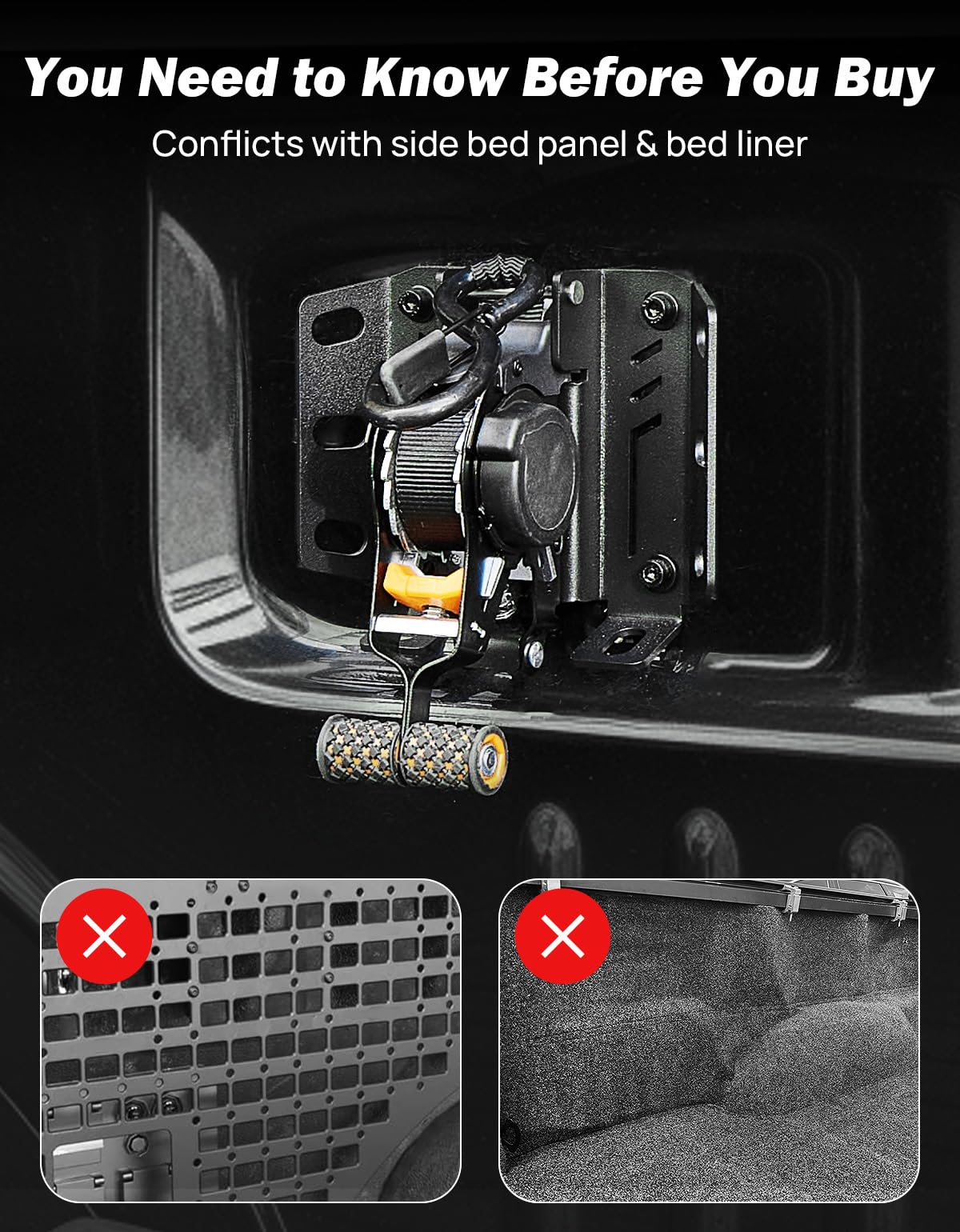 2-Pack Retractable Ratchet Straps For Ford F150 2015-2025 – Heavy-Duty Steel Auto-Retract Tie-Downs For Truck Cargo (Not For Side-Panel Models)