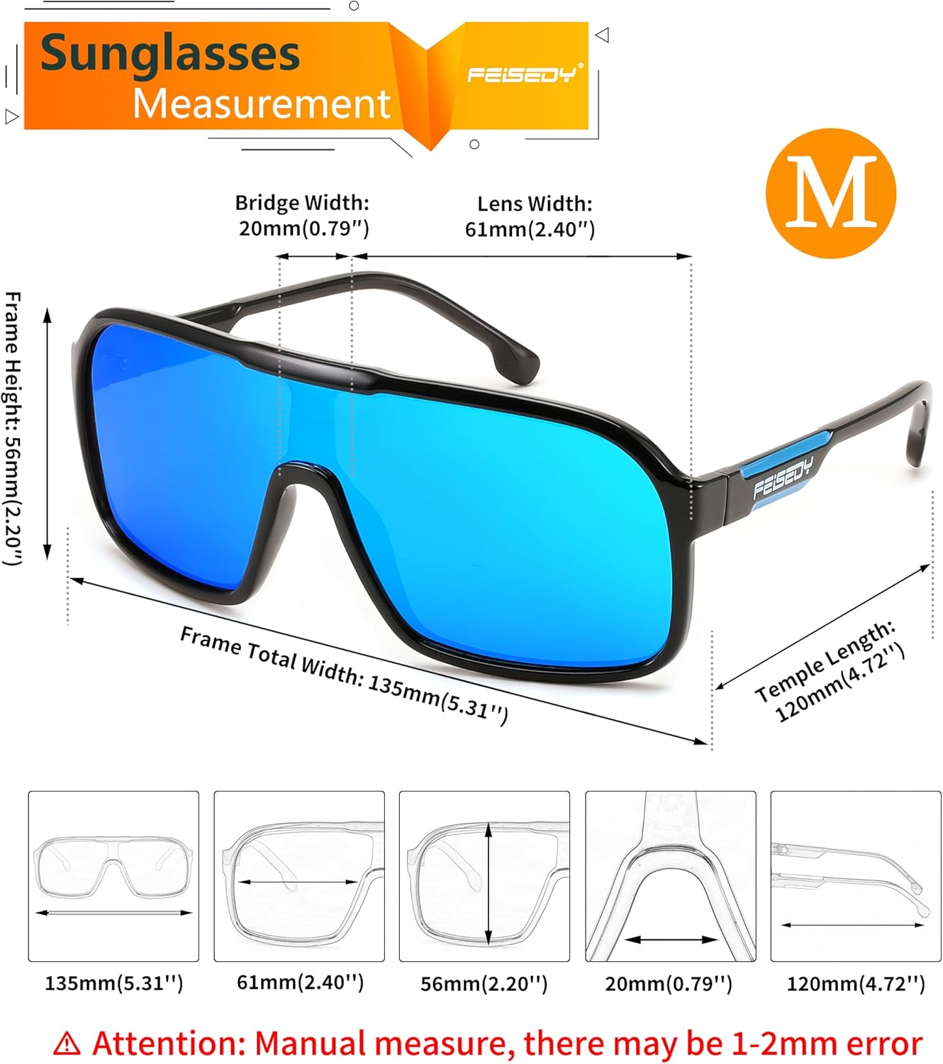 FEISEDY Fashion Polarized Sunglasses Oversized One Piece Reflective Lens Sports Sun Glasses B0122 - Image 6