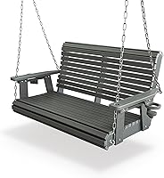 FortuneCandy HDPE Porch Swing: 1200 LBS Capacity, Weatherproof, Ergonomic Design, Stainless Steel Hardware for Outdoor Patio (Gray)